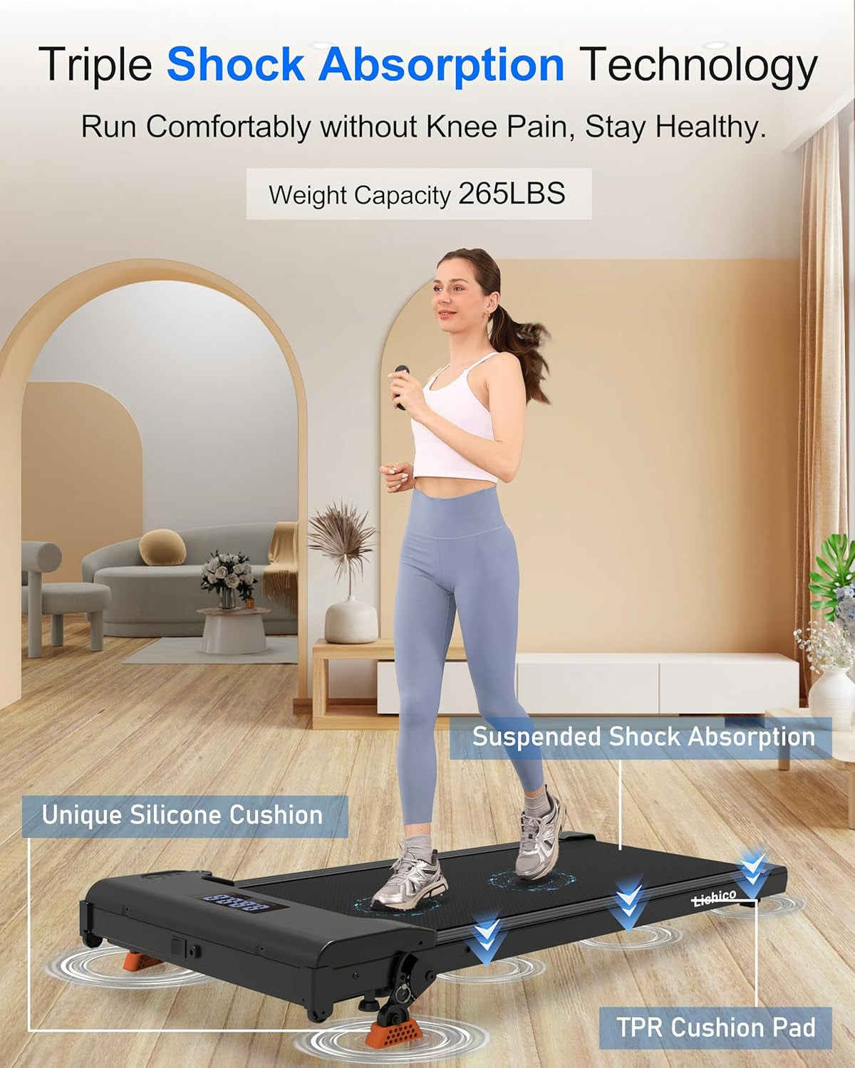 Walking Pad under Desk Treadmill，Portable Small Treadmills for Home and Office，Super Quiet Brushless Motorized Walking Jogging Running Machine with Remote Control