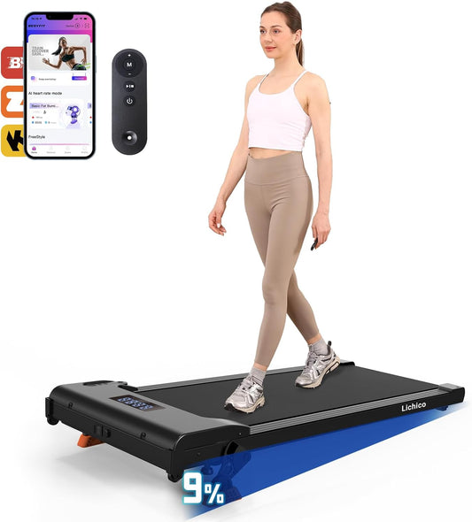 Walking Pad under Desk Treadmill，Portable Small Treadmills for Home and Office，Super Quiet Brushless Motorized Walking Jogging Running Machine with Remote Control